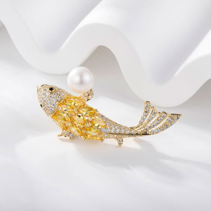Pin Brooch Featuring Carp Pattern In Durable Zinc Alloy, Perfect For New Year Accessories