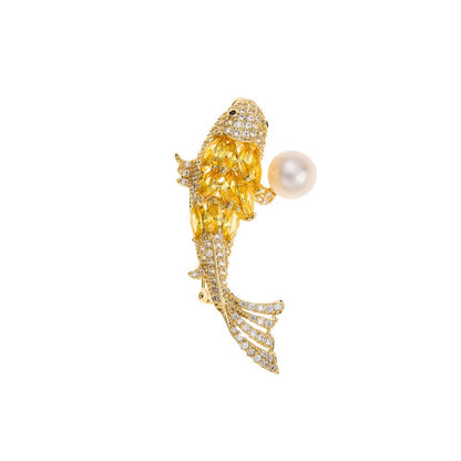 Pin Brooch Featuring Carp Pattern In Durable Zinc Alloy, Perfect For New Year Accessories