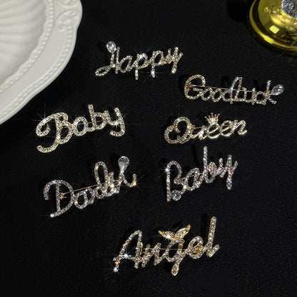 Pin Brooch Featuring Letter Pattern In Zinc Alloy With Multicolor Design