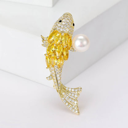 Pin Brooch Featuring Carp Pattern In Durable Zinc Alloy, Perfect For New Year Accessories