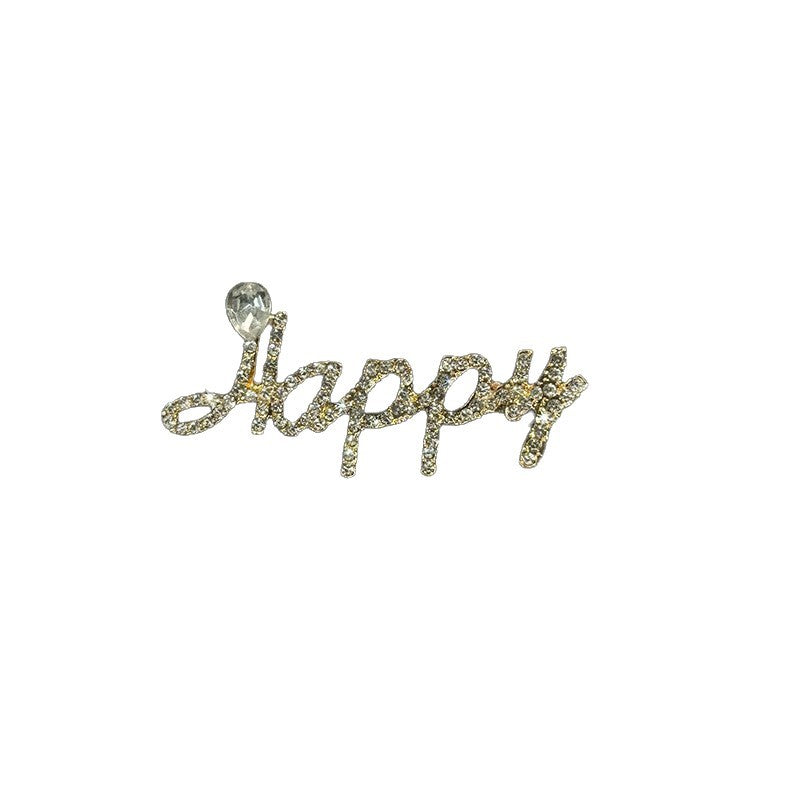 Pin Brooch Featuring Letter Pattern In Zinc Alloy With Multicolor Design
