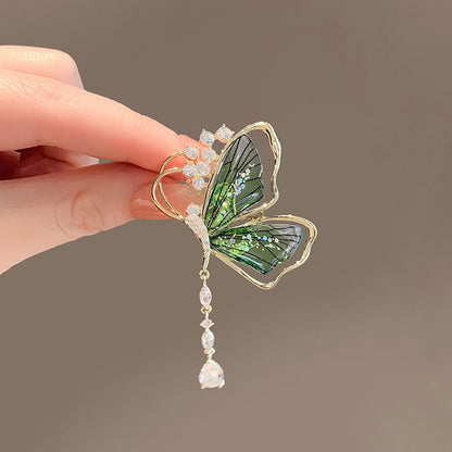 Butterfly Pin Brooch Made Of Zinc Alloy Featuring May Birthstone Emerald