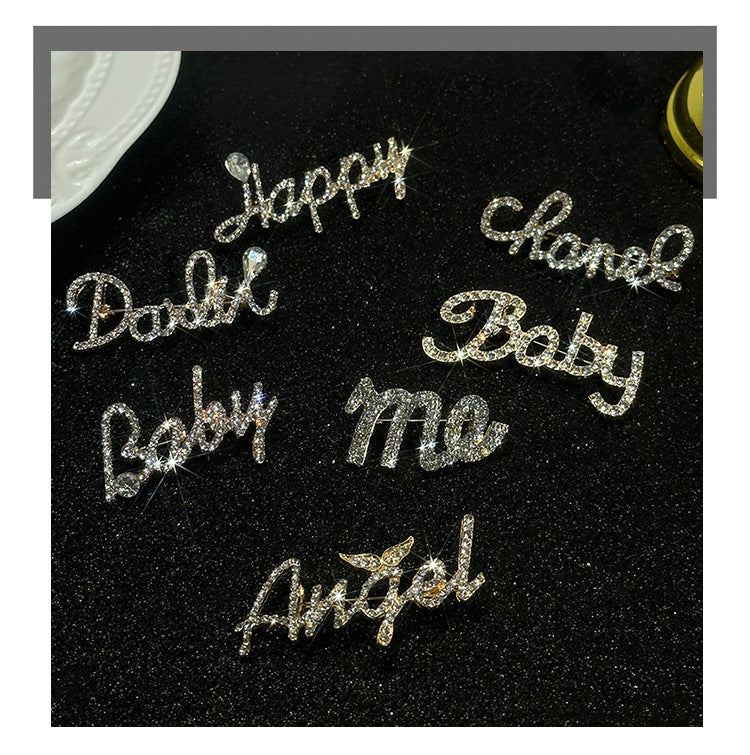 Pin Brooch Featuring Letter Pattern In Zinc Alloy With Multicolor Design