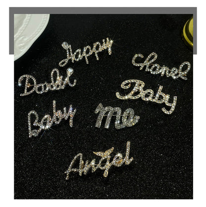 Pin Brooch Featuring Letter Pattern In Zinc Alloy With Multicolor Design