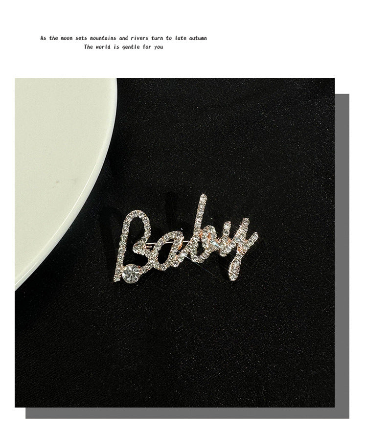 Pin Brooch Featuring Letter Pattern In Zinc Alloy With Multicolor Design