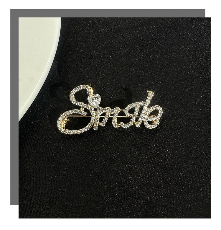 Pin Brooch Featuring Letter Pattern In Zinc Alloy With Multicolor Design