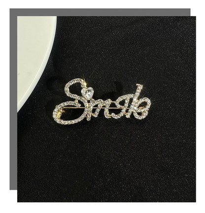 Pin Brooch Featuring Letter Pattern In Zinc Alloy With Multicolor Design