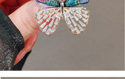 Butterfly Pin Brooch Made Of Zinc Alloy Featuring May Birthstone Emerald