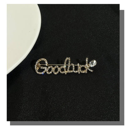 Pin Brooch Featuring Letter Pattern In Zinc Alloy With Multicolor Design