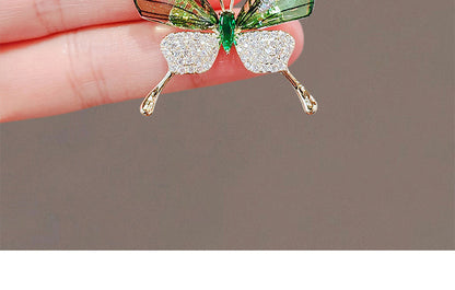 Butterfly Pin Brooch Made Of Zinc Alloy Featuring May Birthstone Emerald