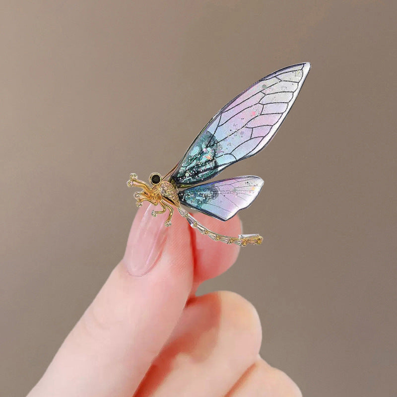 Butterfly Pin Brooch Made Of Zinc Alloy Featuring May Birthstone Emerald