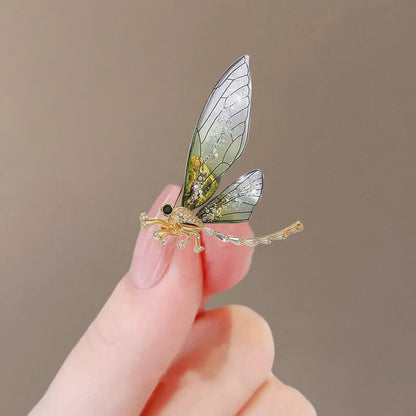Butterfly Pin Brooch Made Of Zinc Alloy Featuring May Birthstone Emerald