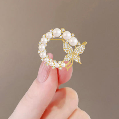 Butterfly Pin Brooch Made Of Zinc Alloy Featuring May Birthstone Emerald