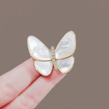 Butterfly Pin Brooch Made Of Zinc Alloy Featuring May Birthstone Emerald