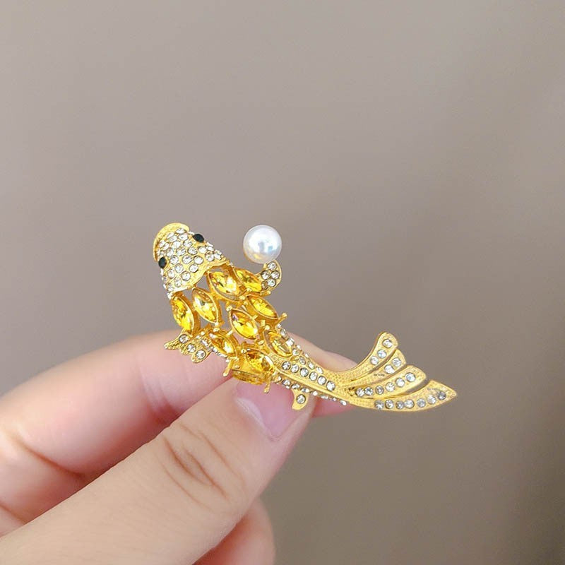 Pin Brooch Featuring Carp Pattern In Durable Zinc Alloy, Perfect For New Year Accessories