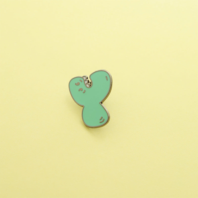Letter Pin Brooch Featuring Cartoon Design In Durable Zinc Alloy Material