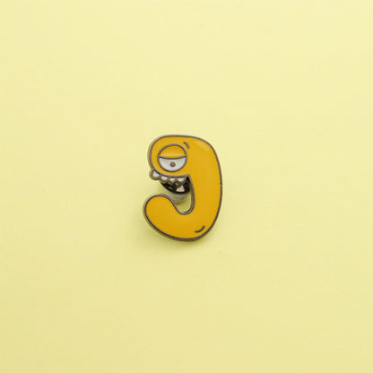 Letter Pin Brooch Featuring Cartoon Design In Durable Zinc Alloy Material