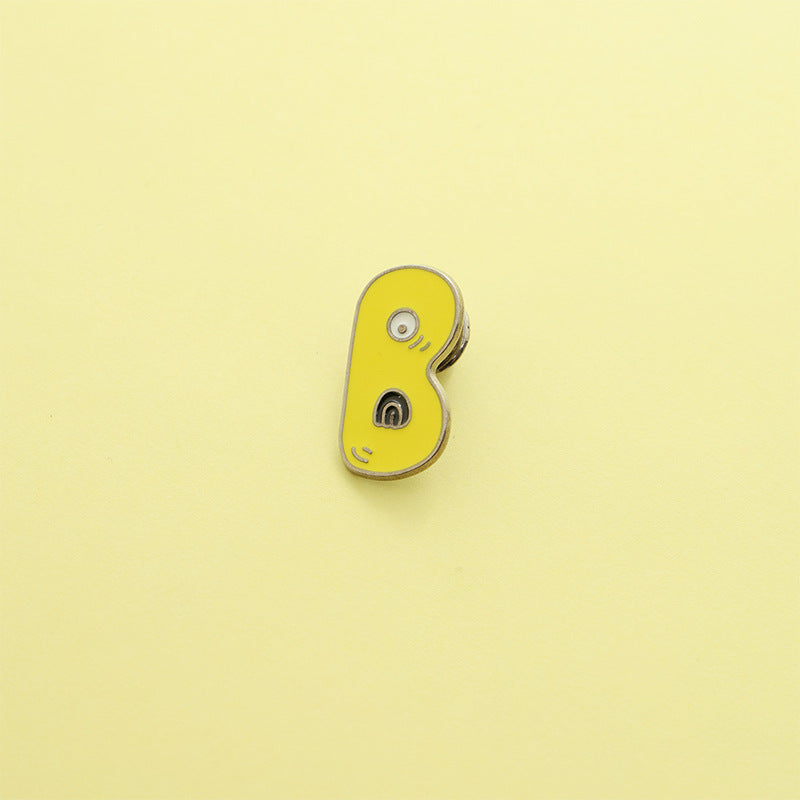 Letter Pin Brooch Featuring Cartoon Design In Durable Zinc Alloy Material