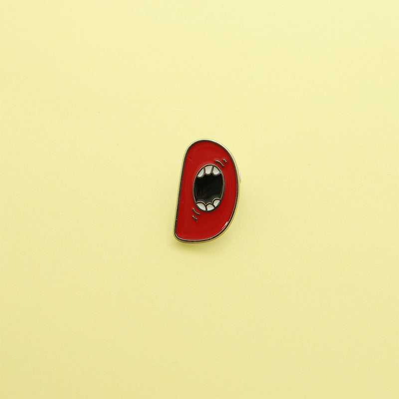 Letter Pin Brooch Featuring Cartoon Design In Durable Zinc Alloy Material