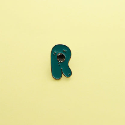 Letter Pin Brooch Featuring Cartoon Design In Durable Zinc Alloy Material