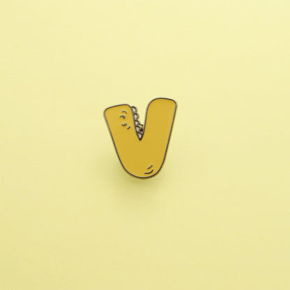 Letter Pin Brooch Featuring Cartoon Design In Durable Zinc Alloy Material