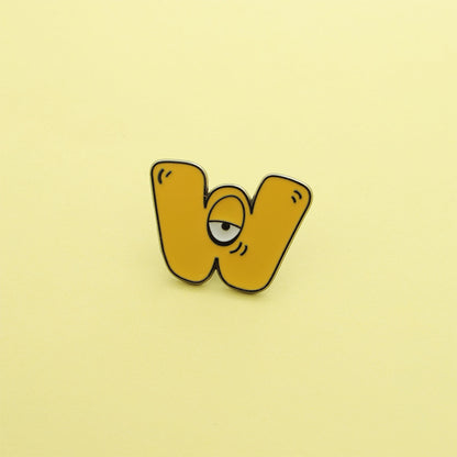 Letter Pin Brooch Featuring Cartoon Design In Durable Zinc Alloy Material