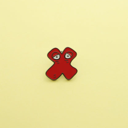Letter Pin Brooch Featuring Cartoon Design In Durable Zinc Alloy Material