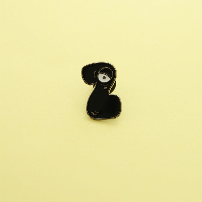 Letter Pin Brooch Featuring Cartoon Design In Durable Zinc Alloy Material