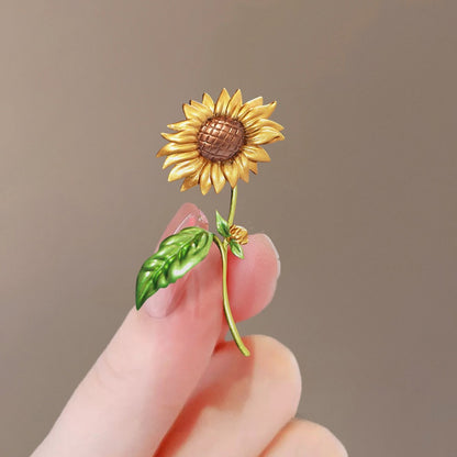 Sunflower Pin Brooches In Zinc Alloy Featuring Elegant Floral Design