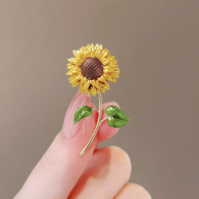 Sunflower Pin Brooches In Zinc Alloy Featuring Elegant Floral Design