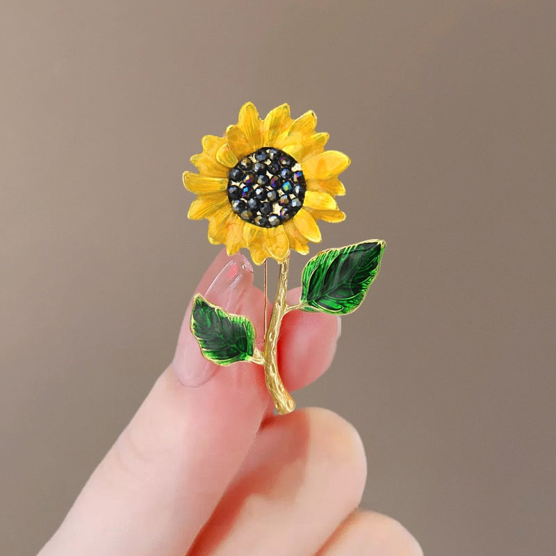 Sunflower Pin Brooches In Zinc Alloy Featuring Elegant Floral Design