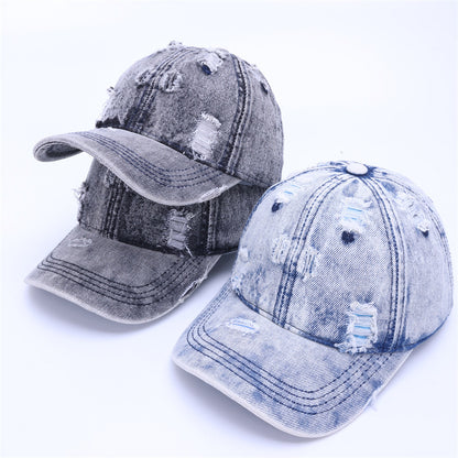Baseball Cap With Curved Brim In Light Blue, Made Of Cotton, Suitable For Spring & Summer