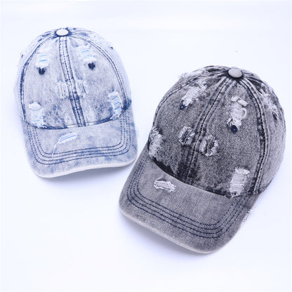 Baseball Cap With Curved Brim In Light Blue, Made Of Cotton, Suitable For Spring & Summer