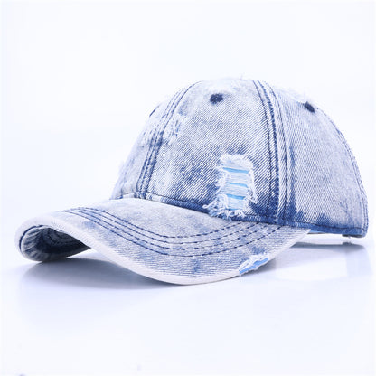 Baseball Cap With Curved Brim In Light Blue, Made Of Cotton, Suitable For Spring & Summer