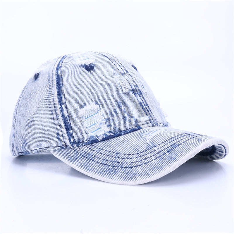 Baseball Cap With Curved Brim In Light Blue, Made Of Cotton, Suitable For Spring & Summer