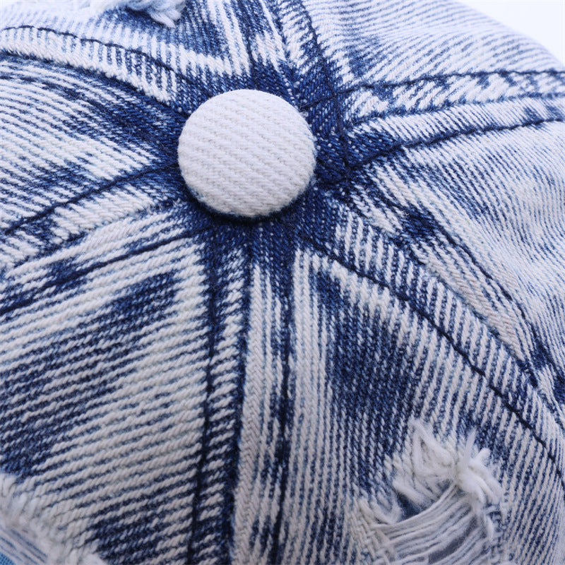 Baseball Cap With Curved Brim In Light Blue, Made Of Cotton, Suitable For Spring & Summer