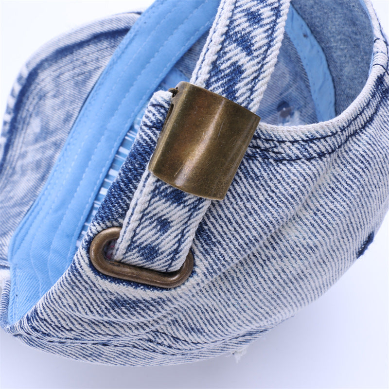 Baseball Cap With Curved Brim In Light Blue, Made Of Cotton, Suitable For Spring & Summer