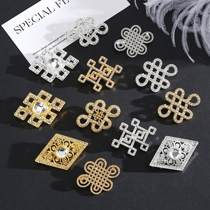 Ethnic Style Chest Ornament With Printing Pattern, Alloy Inlay Material, And Durable Alloy Construction In Golden