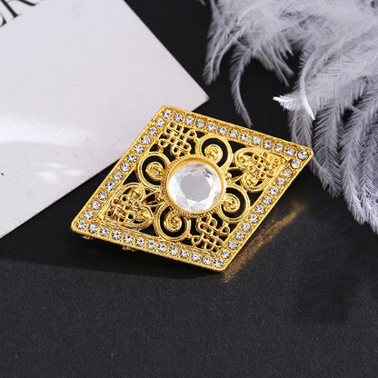 Ethnic Style Chest Ornament With Printing Pattern, Alloy Inlay Material, And Durable Alloy Construction In Golden