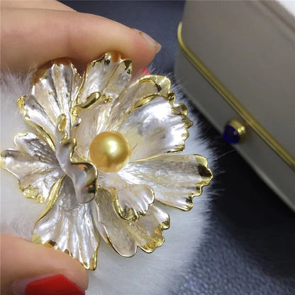 Flower Pin Brooch In Alloy Material, Elegant Golden Tone Accessory For Stylish Outfits