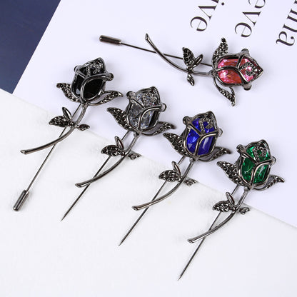 Rose Pattern Alloy Brooch Pin In Elegant Golden Finish For Stylish Accessories
