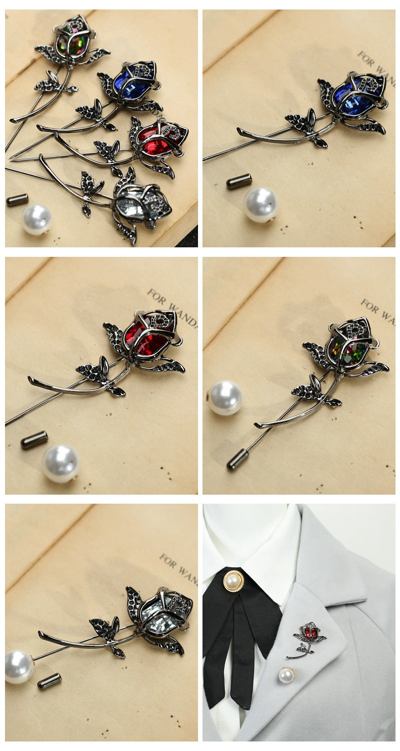 Rose Pattern Alloy Brooch Pin In Elegant Golden Finish For Stylish Accessories