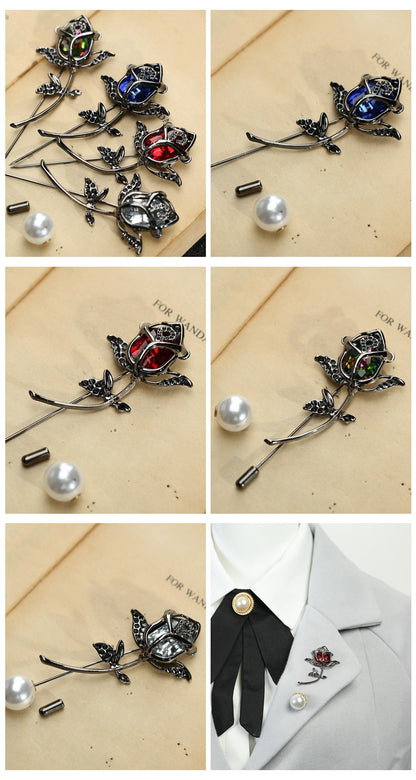 Rose Pattern Alloy Brooch Pin In Elegant Golden Finish For Stylish Accessories