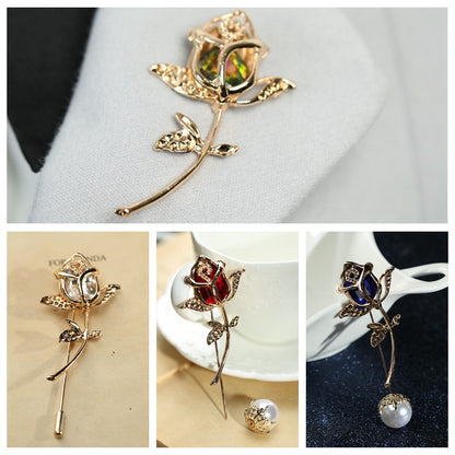 Rose Pattern Alloy Brooch Pin In Elegant Golden Finish For Stylish Accessories