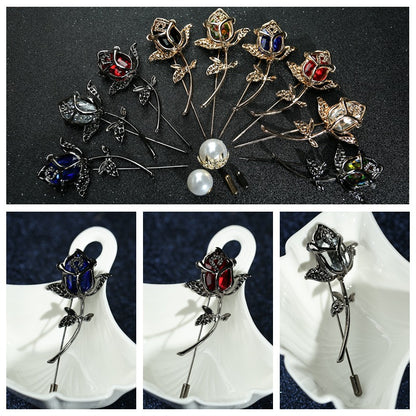 Rose Pattern Alloy Brooch Pin In Elegant Golden Finish For Stylish Accessories