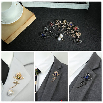 Rose Pattern Alloy Brooch Pin In Elegant Golden Finish For Stylish Accessories