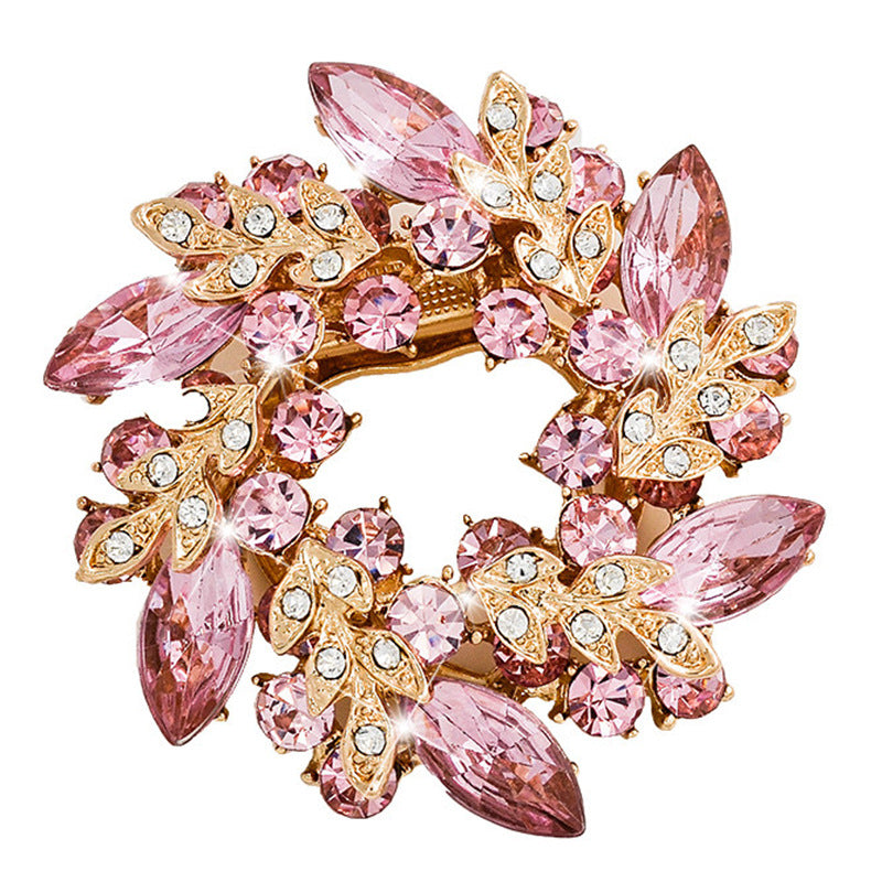 Flower Pin Brooch In Alloy Featuring Crystal Inlay, Elegant White Design For Stylish Accessories