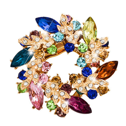 Flower Pin Brooch In Alloy Featuring Crystal Inlay, Elegant White Design For Stylish Accessories