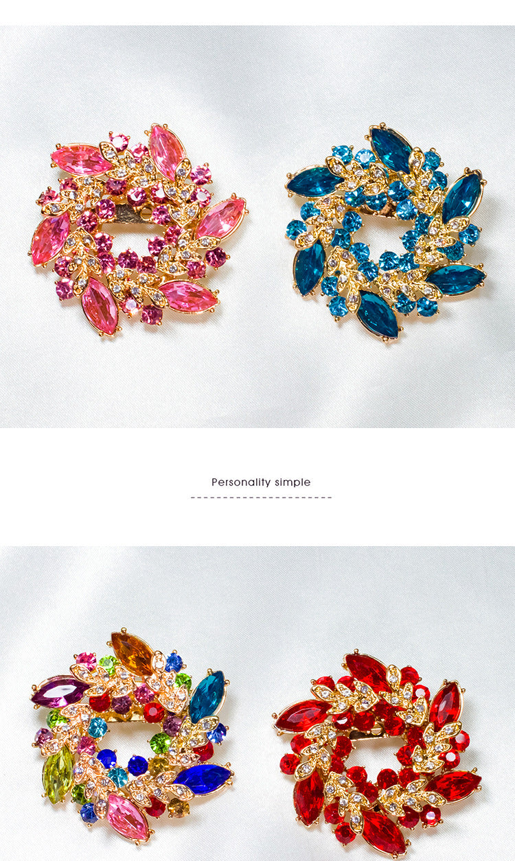 Flower Pin Brooch In Alloy Featuring Crystal Inlay, Elegant White Design For Stylish Accessories