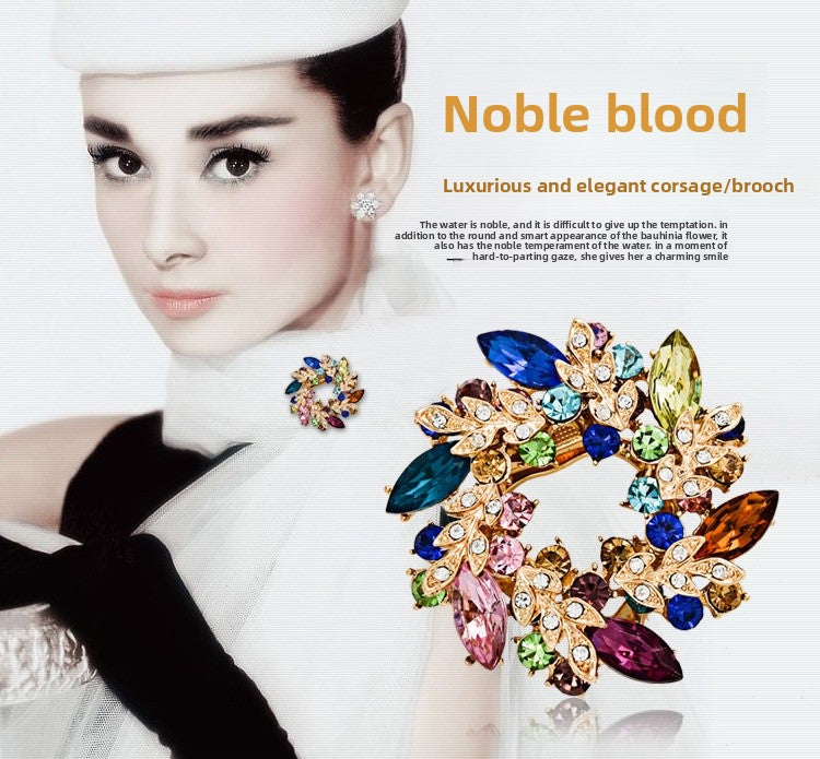 Flower Pin Brooch In Alloy Featuring Crystal Inlay, Elegant White Design For Stylish Accessories